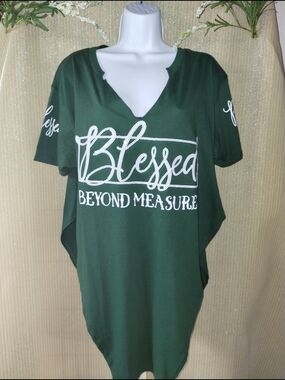 On Fire Dark Green "Blessed Beyond Measure" V-Neck Tee
